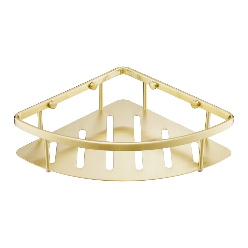 Product Cut out image of the JTP Vos Brushed Brass Corner Basket